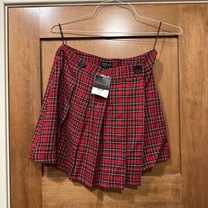 Topshop Red and Black Plaid Mini Skirt